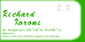 richard koromi business card